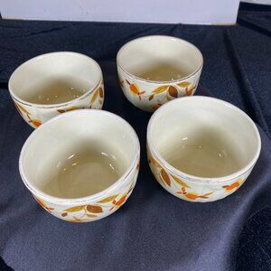 Mid-Century Hall's  4 cups, Jewel Tea custard cups, Autumn Leaf Pattern,